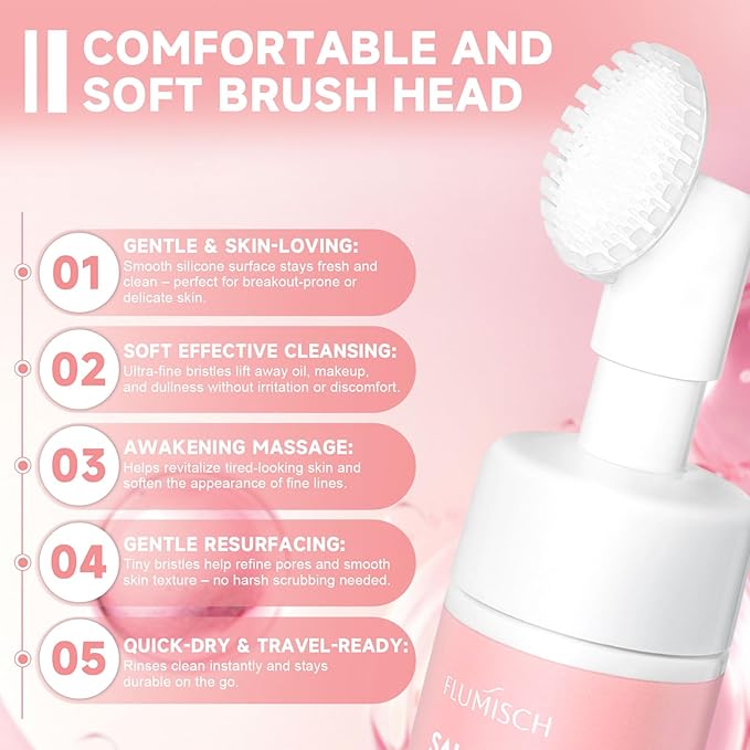 FluMisch Salmon DNA PDRN Facial Cleanser | Low pH Hydrating Daily Foaming Face Wash with Soft Massage Heads | PDRN, Collagen & LHA | Gentle Pore Care & Radiant, Balanced-Looking Skin | 4.23 oz