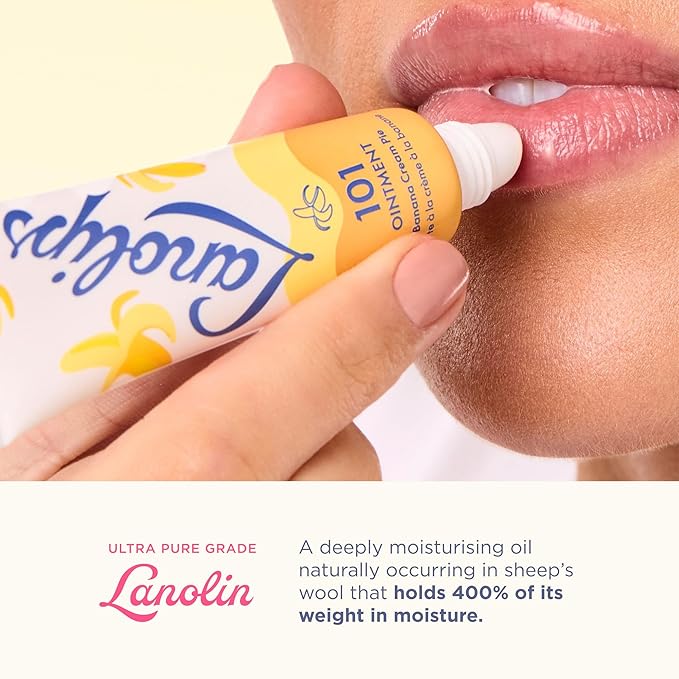 Lanolin 101 Multipurpose Ointment - Lanolin Lip Balm & Healing Ointment for Skin Barrier Repair - Moisturizer for Dry Lips, Cuticles & Elbows - No Petroleum Formula - Banana Cream Pie (0.35 oz)
