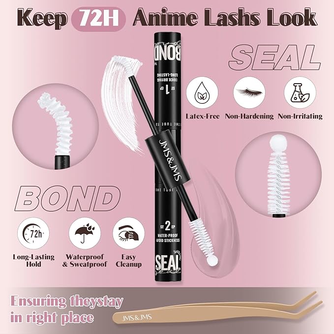 JMS&JMS Brown Lash Clusters Kit, Wipsy Manga Lashes Clusters, Spikes Eyelash Clusters Natural Lashes Kit, C Curl Cluster Eyelash Extensions Kit with Invisible Band False Eyelashes Kit