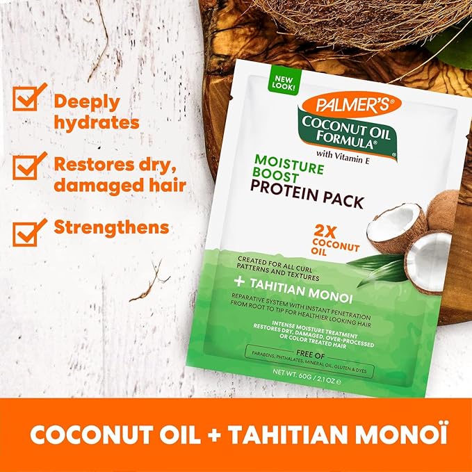 Palmers Coconut Oil Formula Deep Conditioning Protein Pack, 2.1 Oz (Pack of 4)