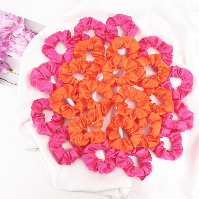 Silk Satin Scrunchies for Women Girls 24 PCS Hair Scrunchies Silk Satin Hair Ties for Thick Hair Bulk Hair Ties Hair Accessories