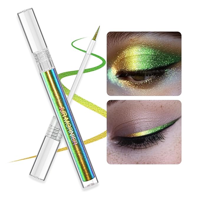 Multichrome Liquid Eyeshadow Set,3 Colors Multi-Dimensional Eye Liner Makeup,High Pigment Waterproof Metallic Eyeshadow,Ultre Fine Tip Glitter Eye Makeup (#606)