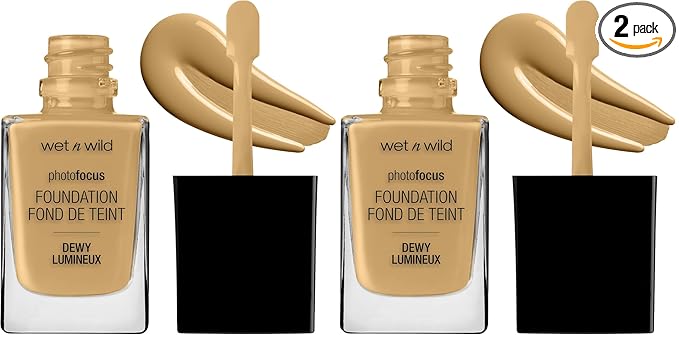 wet n wild Photo Focus Dewy Liquid Foundation Makeup, Desert Beige (Pack of 2)