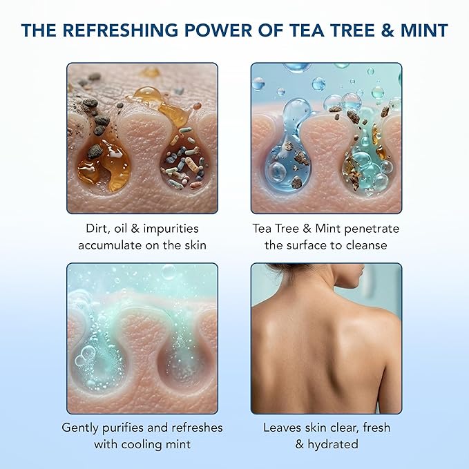 Botanic Hearth Tea Tree & Mint Body Wash, 16 fl oz | Refreshing Body Cleanser with Tea Tree Oil & Mint, Moisturizing Formula, Gentle Daily Use Shower Gel, Fresh Scent, Suitable for Men & Women