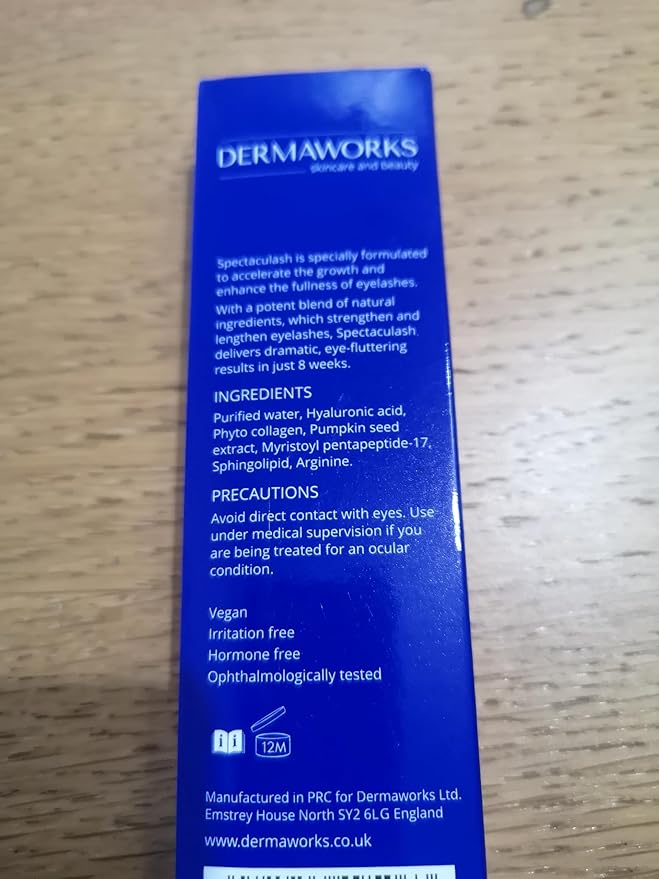 Dermaworks SPECTACULASH Lash Serum 8 ml | Eyelash Growth Serum for Eyelash Growth & Thickness | Free of Prostaglandins, Safe for Sensitive Eyes | Peptide Formula Long Lashes | 6 Months Treatment