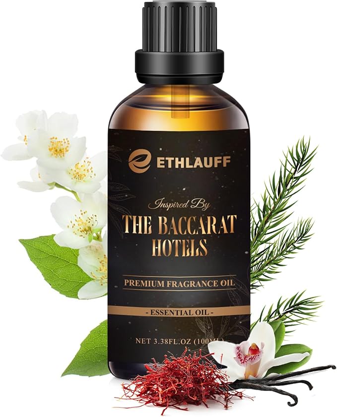 Hotel Diffuser Oil Inspired by The Baccarat Hotel Scent, Luxury Essential Oil for Waterless Diffuser, Crafting Soap & Candle Making Scents 100 ml 3.38 Fl Oz