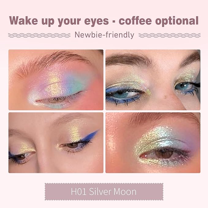 Refillable Eyeshadow Palette - Matte/Glitter/Duo-Chrome Pressed Powder & Cream Formula, Neutral/Shimmer/Smokey Multichrome, Travel-Friendly Iron Pan Refills (Chameleon, H02)