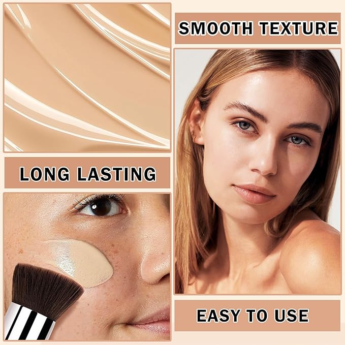 Airbrush Foundation for Mature Skin Airbrush Flawless Setting Spray Long Lasting Full Coverage Foundation Makeup-（01 Natural）