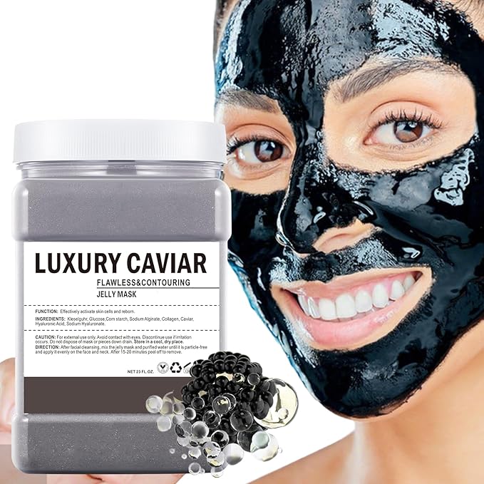 Hydro Jelly Masks for Women Home Spa,Hydrating & Moisturizing Peel-Off Rubber Gel Face Mask Skin Care,Professional Jelly Mask for All Skin Types 23 Fl Oz（Caviar）