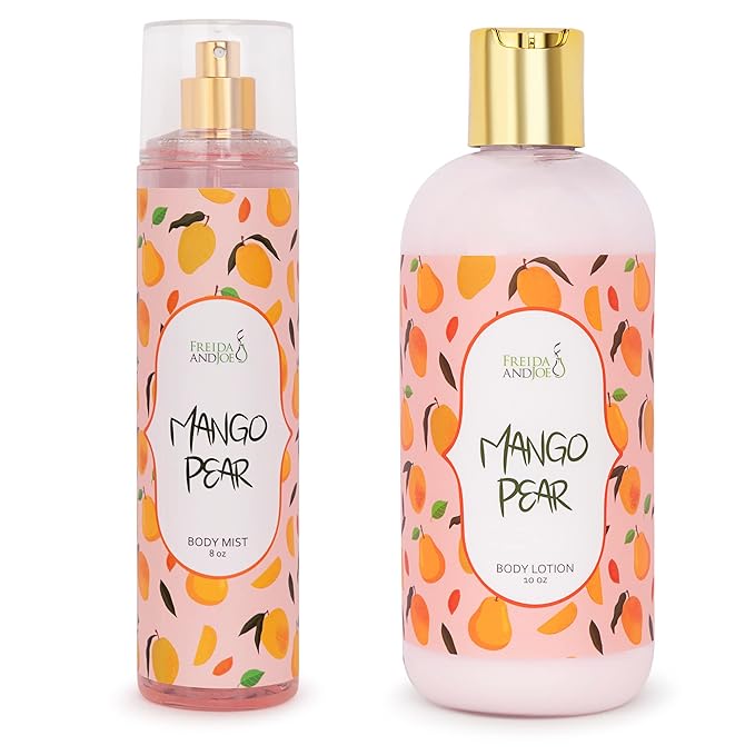 Home Spa Gift 10oz Deep Moisturizing Fragrance Body Lotion & 8 oz. Fine Fragrance Body Mist Set Luxury Self-Care Combo for Women and Girls (Mango Pear) – Mother's Day Gift for Mom