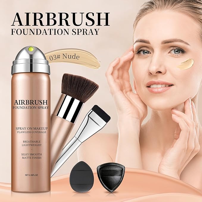 Magic Minerals Airbrush Foundation Smooth Matte Full Coverage Airbrush Flawless Setting Spray Foundation-03 Nude