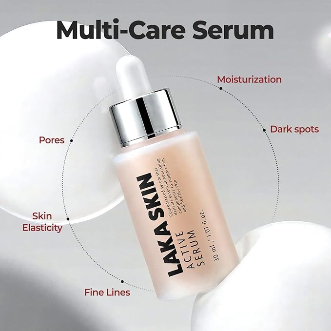 Laka Skin Active Serum, 30ml/1.01 fl.oz, Glutathione for Boosting Radiance, Dual PDRN, Pore Care, Hyaluronic Acid, Korean Skin Care