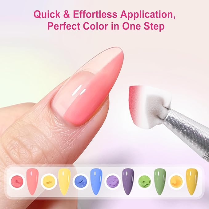 Cushion Patting Gel Polish Pallete Kit - 6 Colors Sponge Ombre Gradient Gel Pat Paint for Nails - Painting Nail Art Palette Manicure Tools for Blush Aura French Sculpting Nails Salon Home