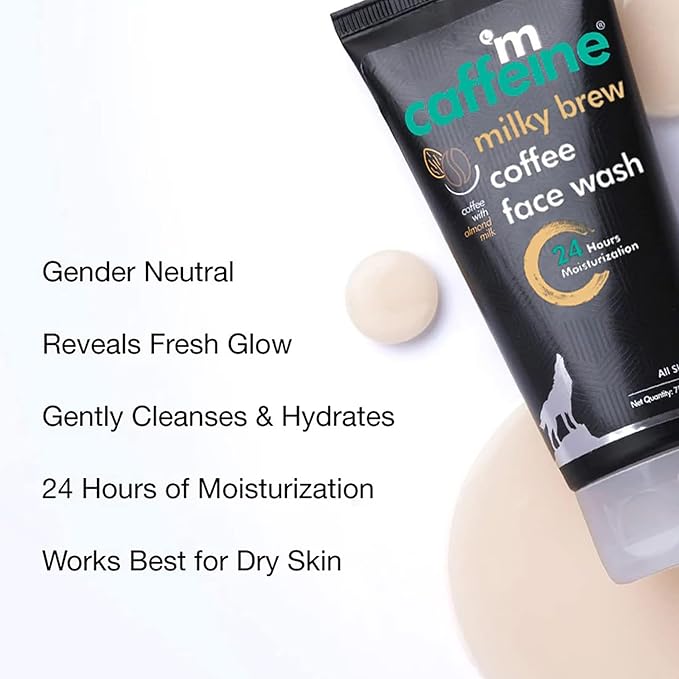 mCaffeine Milky Brew Face Wash - Almond Milk for Unisex - 2.53 oz Cleanser