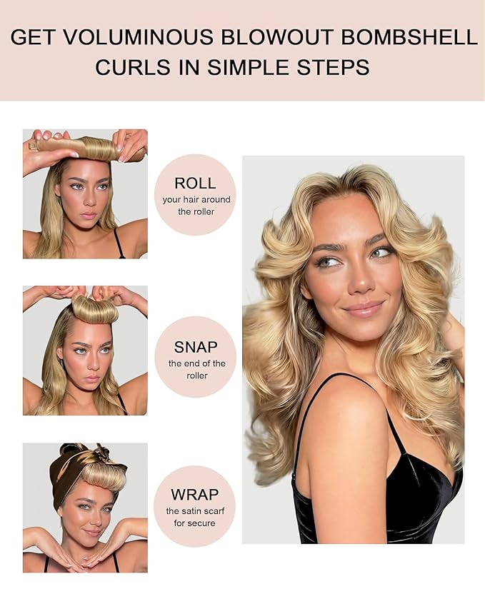 Classic Velvet Heatless Hair Curler Curling Rod Set - Soft Jumbo Large Flexi Rods Hair Rollers Curlers to Sleep In for Women, No Heat Heatless Curls Overnight Rods for Long Hair Volume Look