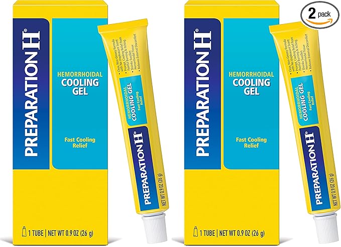 Preparation H Hemorrhoid Cooling Gel with Aloe for Fast Discomfort Relief - 0.9 Oz Tube (Pack of 2)