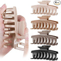 TOCESS Nylon Hair Claw Clips: Flexible & Unbreakable Safe Large Neutral Hair Claws for Thick/Thin Hair Women - Strong Hold 4 Pack 4 Inch Big Jaw Clips