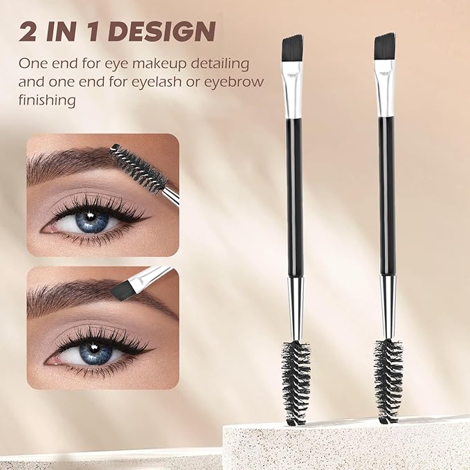 2PCS Microblading Eyebrow Pencil with Eyebrow Brush, Black Microblading Eye-brow Pencils for Women, 2-In-1 Waterproof Eyebrow Pen with 4-Fork & Ultra-Precise Tips for Hair-Like Eyebrow Makeup (Black)