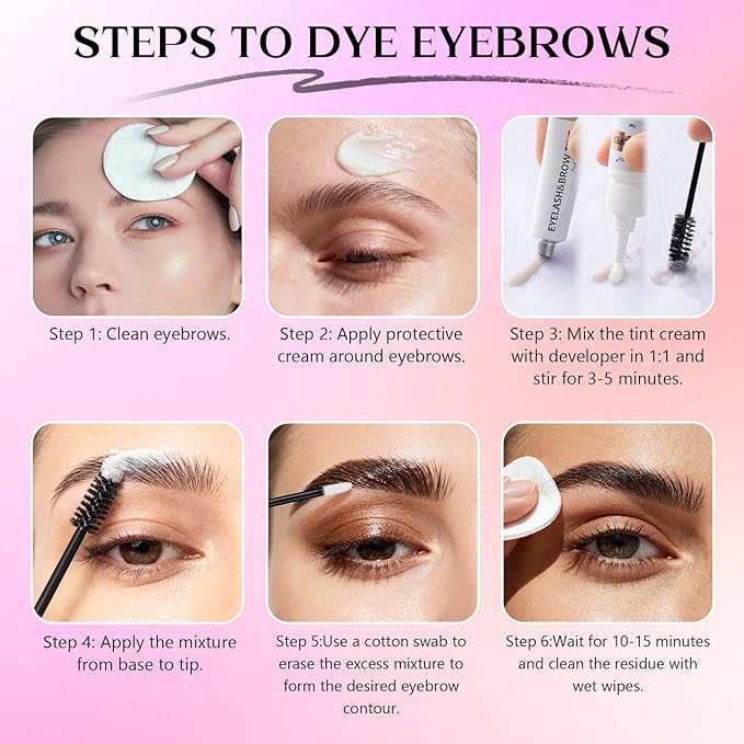 Eyelash and Eyebrow Color Kit 2-in-1, Safe Easy Use & Salon at Home, Wild & Natural Effect for Eyebrows Lashes, Professional Instant Lash Brow Coloring Set 7ml (Black)