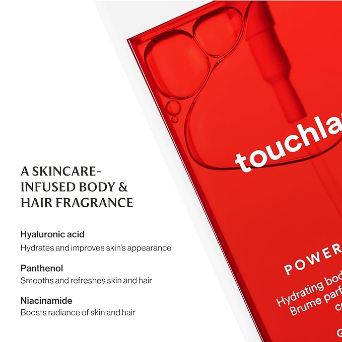 Touchland Hydrating Body & Hair Fragrance Mist – Golden Amber – 2 FL OZ Travel Size Perfume Spray – Notes of Jasmine Petals, Pink Lavender and Ruby Amber