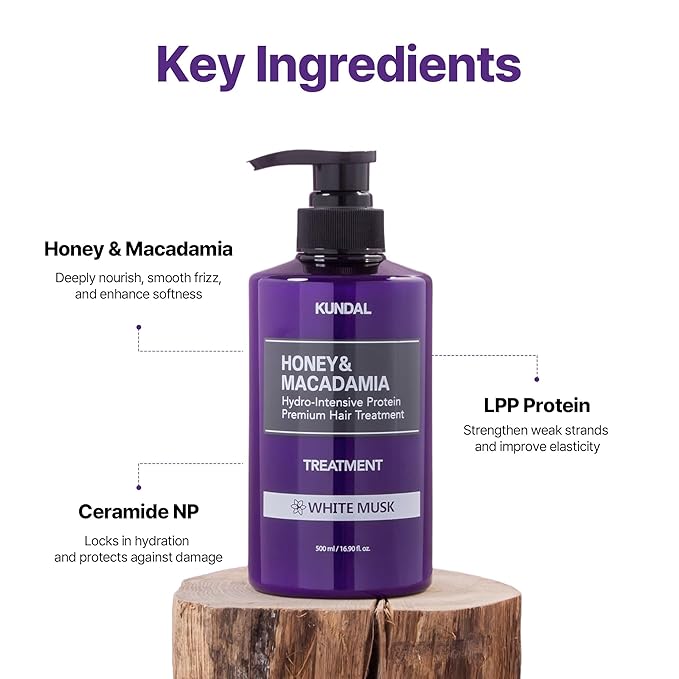 KUNDAL Honey & Macadamia Natural Conditioner, Korean Hair Care Damage Repair, Deep Hydration, Long Lasting Fragrance, with Honey, Argan Oil, Macadamia Oil 16.9 fl oz