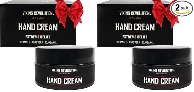 Viking Revolution Men's Hand Cream - Repair Cream for Dry, Cracked Hands - Aloe Vera Treatment with Vitamin E (3.5oz) (Pack of 2)