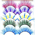 Sunniess Ombre Colored Lashes Silk Protein Fluffy Wispy Volume Fake Lashes for Halloweens Cosplay Party Stage Russian D Curl Lashes with Color Make up Faux Mink False Eyelashes 5 Pairs (5ce-02)