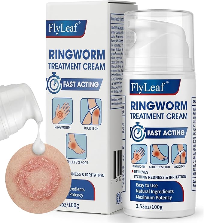 Antifungal Ringworm Treatment Cream, - Miconazole Nitrate 2% Antifungal Cream for Humans - For Fast Itch Relief, Jock Itch & Athlete's Foot - Cream with Ceramides & Tea Tree Oil, Non-Greasy, 3.53oz