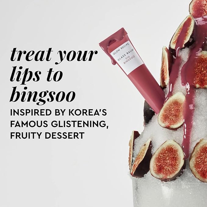 Glow Recipe Glass Balm Lip Treatment - 12Hr Hydrating Lip Balm & Moisturizer with Hyaluronic Acid to Smooth, Plump & Protect from Dryness, High Shine Finish - Fig Bingsoo (15 ml)