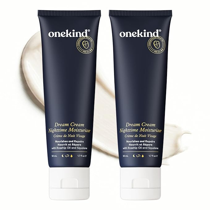 Onekind Night Moisturizer for Face, Hydrating Dream Cream for Wrinkles, Night Cream for Women Anti Aging with Squalane, Rosehip & Shea Butter for Dry & Sensitive Skin – 1.7 oz (2 pack)