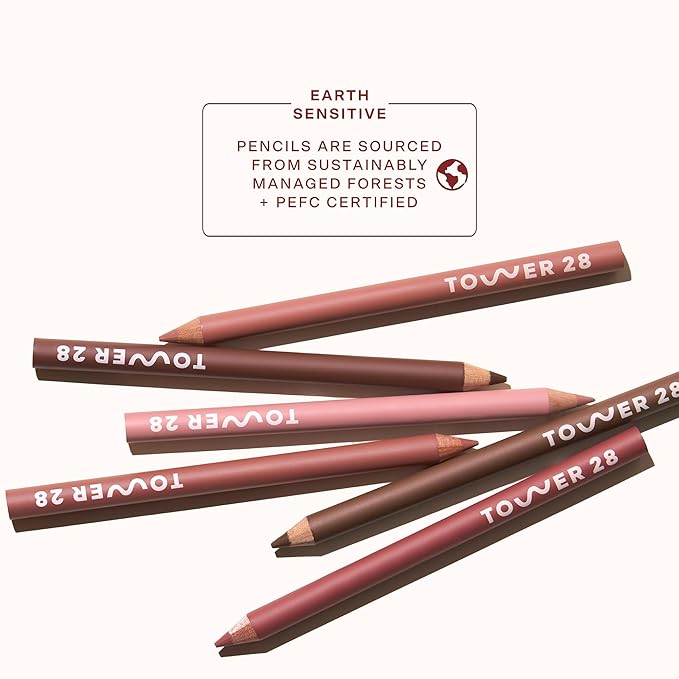 Tower 28 OneLiner - Multi-Use Creamy Lip Liner, Eyeliner & Face Makeup Pencil for Sensitive Skin - Hydrating, Vegan Formula with Shea Butter - Matte, Long-Lasting Finish - Muted Mauve (1 Count)