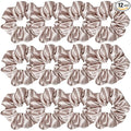 12 Pcs Satin Silk Scrunchies, Soft Hair Ties, Fashion Bands, Bows, Ropes, Elastic Bracelets, Ponytail Holders, Hair Accessories for Women and Girls (4.5 Inch, Champagne)