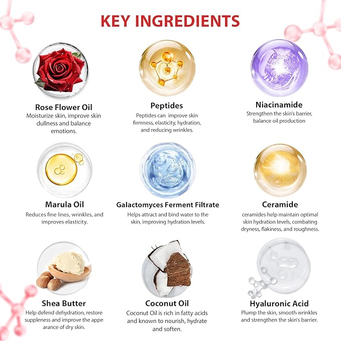 Mother's Day Gifts, Red Rose 32 Pcs Facial Skin Care Set, Bath and Body Gifts Basket for Women, Spa Set & Self-Care Kit, Face Sheet Mask, Serum, Present, Birthday, Christmas, Anniversary, Wife, Mom