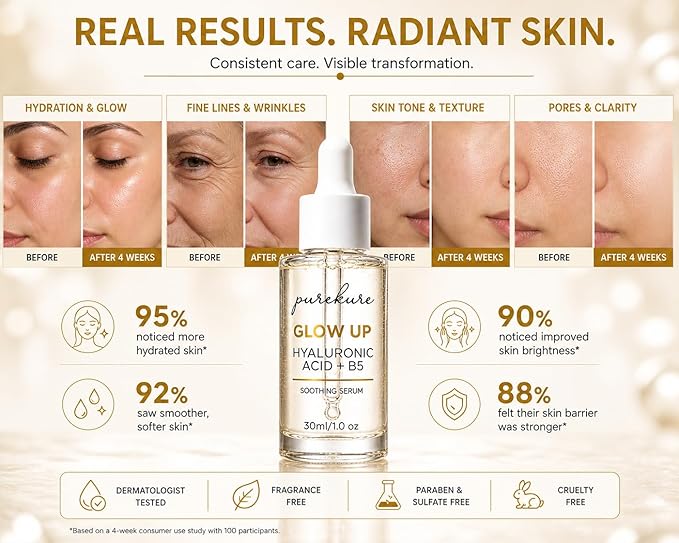 Hyaluronic Acid Serum for Dry & Sensitive Skin – Organic, Deep Hydration + Vitamin B5 for Barrier Repair, Lightweight Face Serum for Fine Lines & Smooth Skin, Non-Greasy, 30 mL