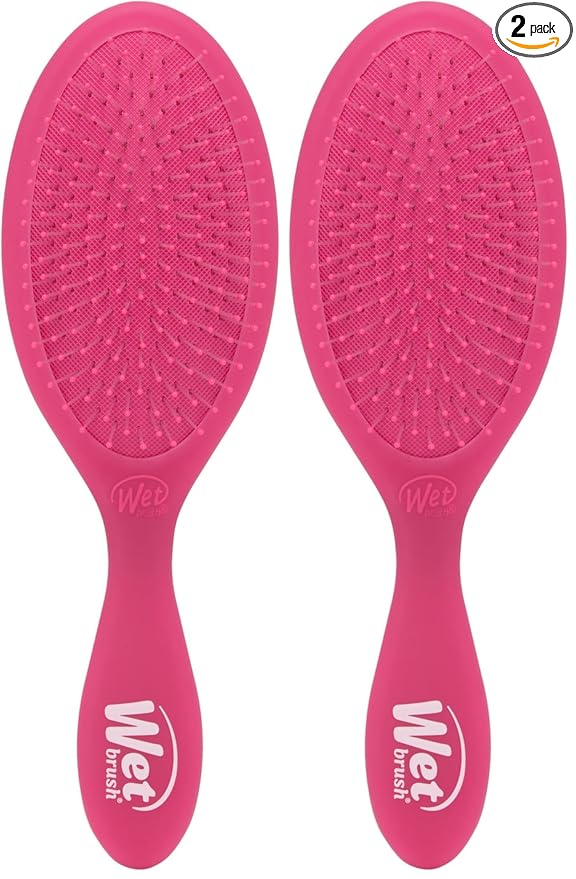 Wet Brush Original Detangler Hair Brush, Pink Frost - Ultra-Soft IntelliFlex Bristles - Detangling Brush Glides Through Tangles For All Hair Types (Wet Dry & Damaged Hair) - Women & Men (Pack of 2)
