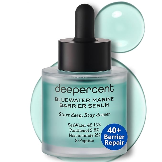 DEEPERCENT Korean Barrier Repair Serum for Mature Skin, Deep Hydration with Vegan Marine PDRN, 8-Peptide, 2.8% Panthenol & Niacinamide, Clinically Tested for 40+ Skin, 1.52 fl oz
