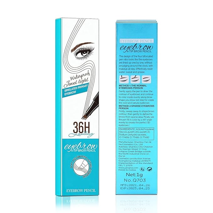 Microblading Eyebrow Pen 4 Fork Tip Tattoo Pencil, Long-Lasting Eye Brow Pencils for Women, Easy to Use Microblade Eyebrow Pencil Eyebrow Brush (Black)