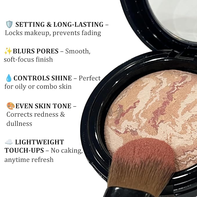 K'APEINE Baked Powder Foundation, Oil Control Correcting Foundation Matte Natural Finish Smooth Lightweight Setting Powder Palette Brighten Color Correcting Powder Foundation for Women-02#