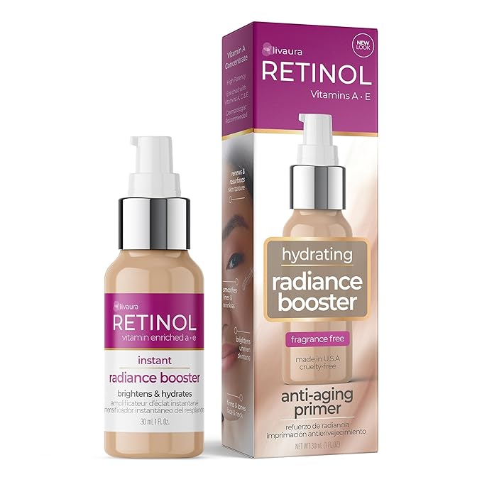LIVAURA Retinol Instant Radiance Booster – The Original Retinol Glow Primer – A Burst of Anti-Aging Hydration Adds Luminosity & Skin-Smoothing Benefits of Vitamin A – Peptides Improve Firmness & Tone