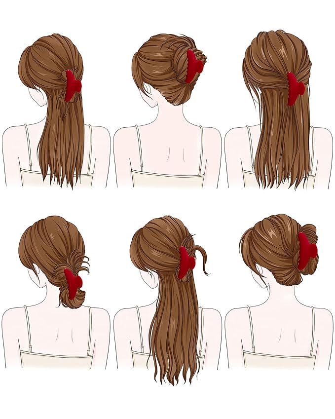Mesovor 4 pack Acrylic Hair Clips Claws, Nonslip 4.1" Large Hair Grip Hairclips for Thin and Thick | French Banana Barrettes Hair Strong Hold Hair Jaw Clamps (Red, Cherry Red)