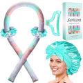 Heatless Hair Curler for Overnight Curls | No Heat Curling Rod Set with Satin Bonnet | Sleep-In Safe Blowout Rods for Frizz-Free Waves Green Tie Dye