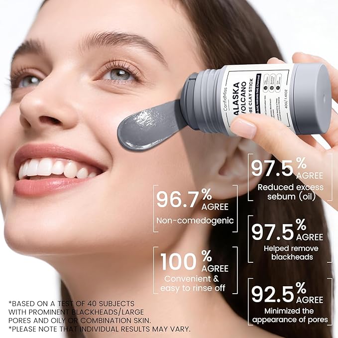 Clay Mask Stick, Deep pore Cleansing, Exfoliator Blackhead Remover Pore Cleanser Gentle Exfoliation Skin Brightening, Hydrating & Moisturizing Face Mud Mask for All Skin Types, Men & Women (Gray)