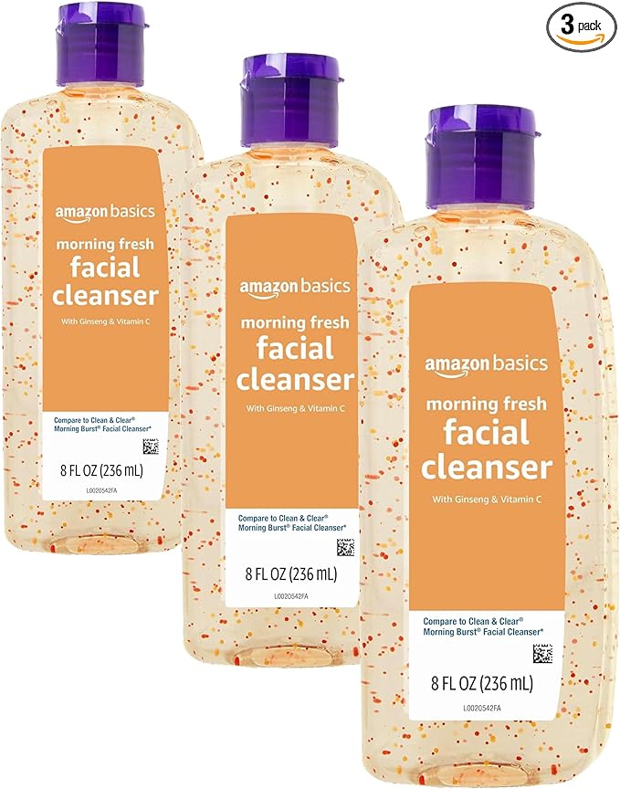 Amazon Basics Morning Fresh Facial Cleanser with Ginseng and Vitamin C, 8 fl oz (3-Pack)