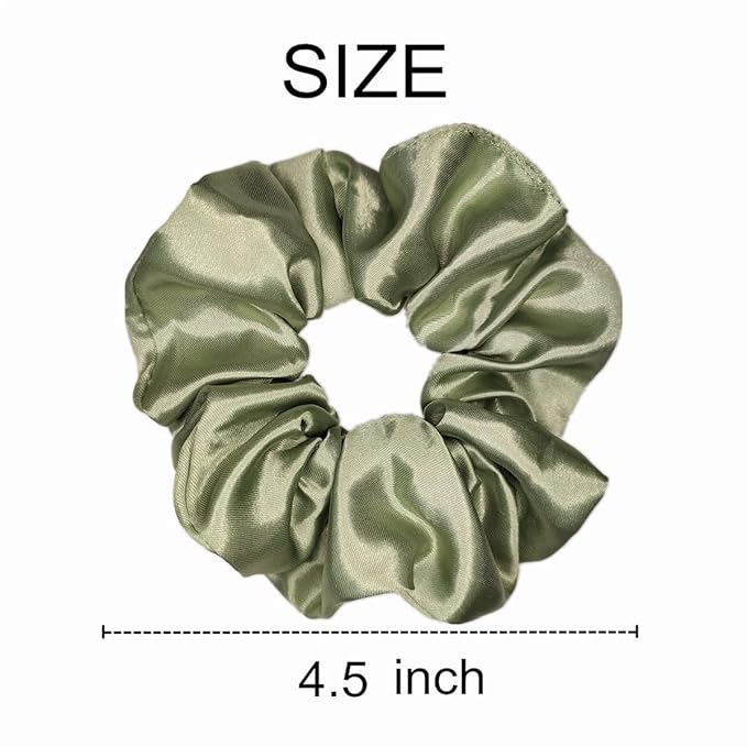Sufermoe 6 Pcs 4.5 Inch Light Gray Green Satin Silk Hair Scrunchies, Hair Ties and Accessories for Women and Girls