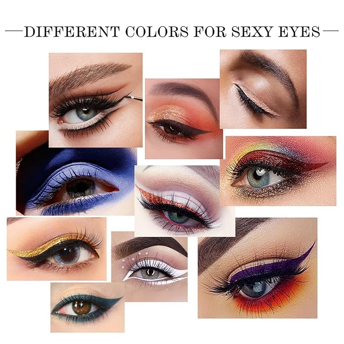 Gel Eyeliner 10 Colors Smooth Cream Matte Eyeliner Gel Longlasting Waterproof and Smudgeproof High Pigment Eyeliner with Brush (03 Brown)