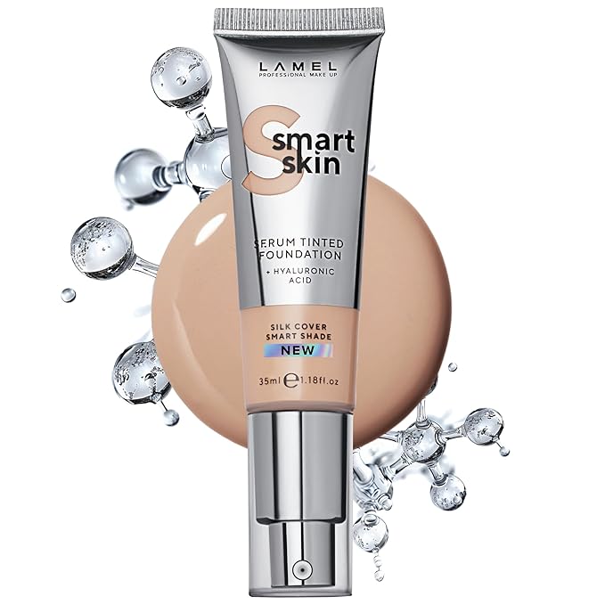 LAMEL Smartskin Serum Tinted Foundation - Hydrating & Nourishing - Hypoallergenic & Skin-Caring - Color Correcting - Anti-Aging Formula with Hyaluronic Acid - 402, 1,18 fl.oz