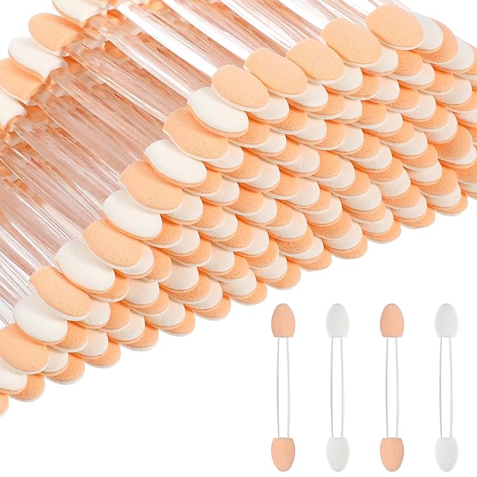 500pcs Eyeshadow Applicators Sponge Tip Eye Shadow Brush Disposable Chrome Sponge for Nail Chrome Brush Applicator Powder Brushes Make up Applicators Double Sided Sponges Foam for Women Girls