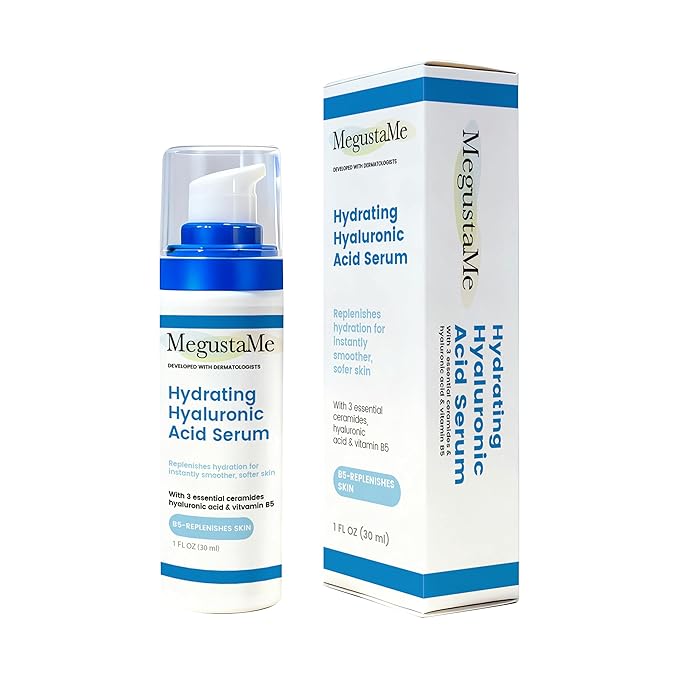 Hydrating Hyaluronic Acid Serum with 3 Ceramides, Vitamin B5 & Niacinamide - Paraben-Free, Replenishes Hydration for Smoother, Softer Skin - 1 Fl Oz (30ml)