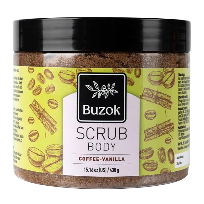 Coffee-Vanilla Body Scrub – Exfoliating Salt Scrub for Body Cleansing & Smoothing – Warm Coffee & Vanilla Scent – For Shower & Bath Use