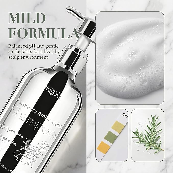 Unisex Sulfate-Free Rosemary Shampoo with Hydrolyzed Collagen & Amino Acids, Nourishing Hair & Scalp Care for Fuller-Looking Hair, Paraben-Free Formula (1)
